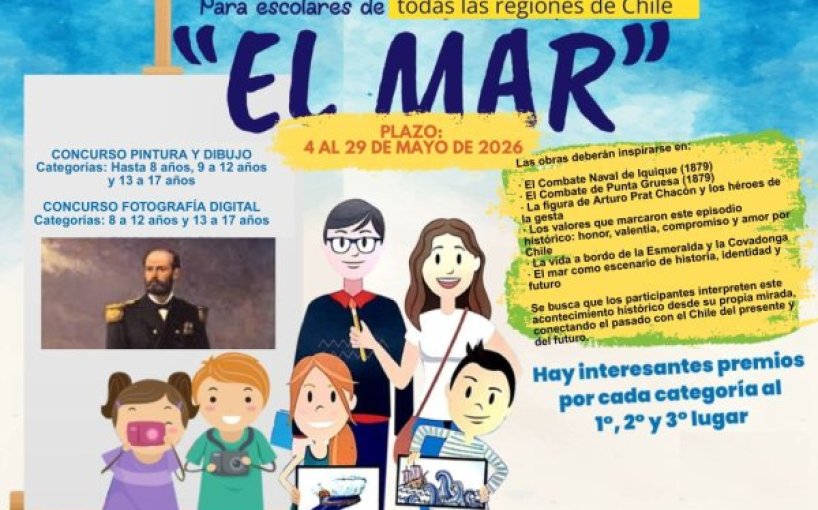 LIGAMAR lanza Concurso de Pintura y Fotografía “Mes del Mar” con alcance nacional y foco en los 150 años de la gesta de Iquique y Punta Gruesa de 1879