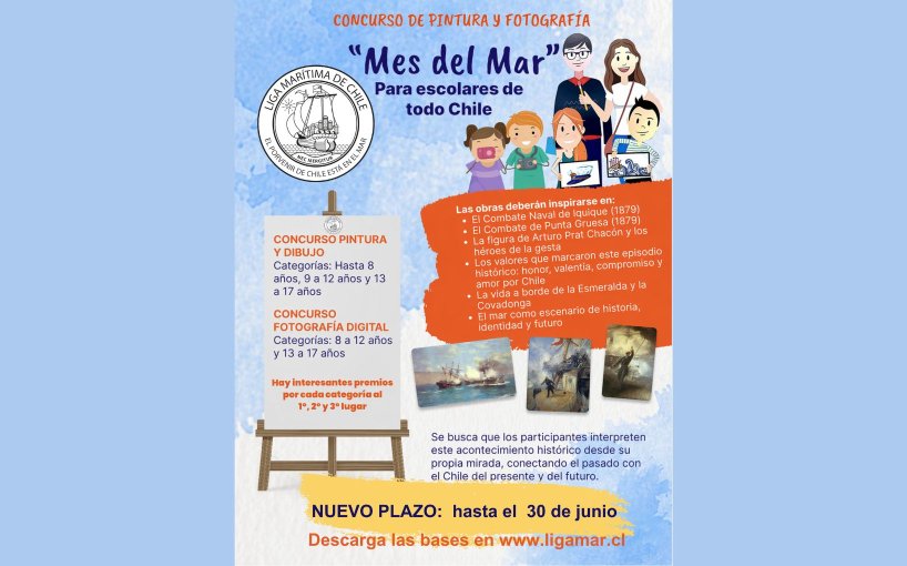 Liga Marítima de Chile extiende plazo de concurso escolar “Mes del Mar” por alta participación desde regiones