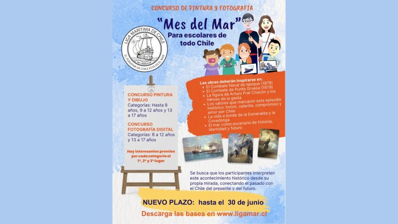 Liga Marítima de Chile extiende plazo de concurso escolar “Mes del Mar” por alta participación desde regiones