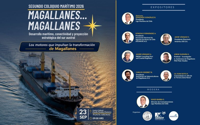 Coloquio en Punta Arenas abordará los desafíos marítimos de Magallanes y su proyección para Chile