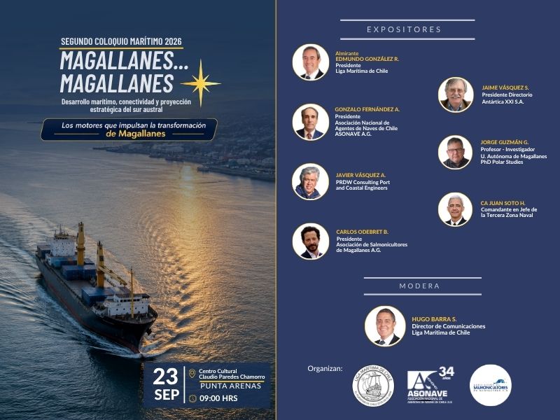 Coloquio en Punta Arenas abordará los desafíos marítimos de Magallanes y su proyección para Chile